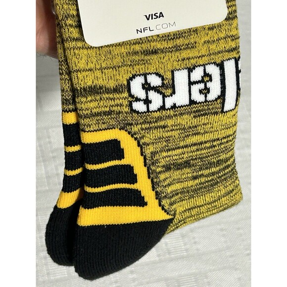 NEW! NFL TEAM APPAREL PITTSBURGH STEELERS BLACK GOLD ADULT LARGE Men Logo SOCKS - Picture 4 of 8